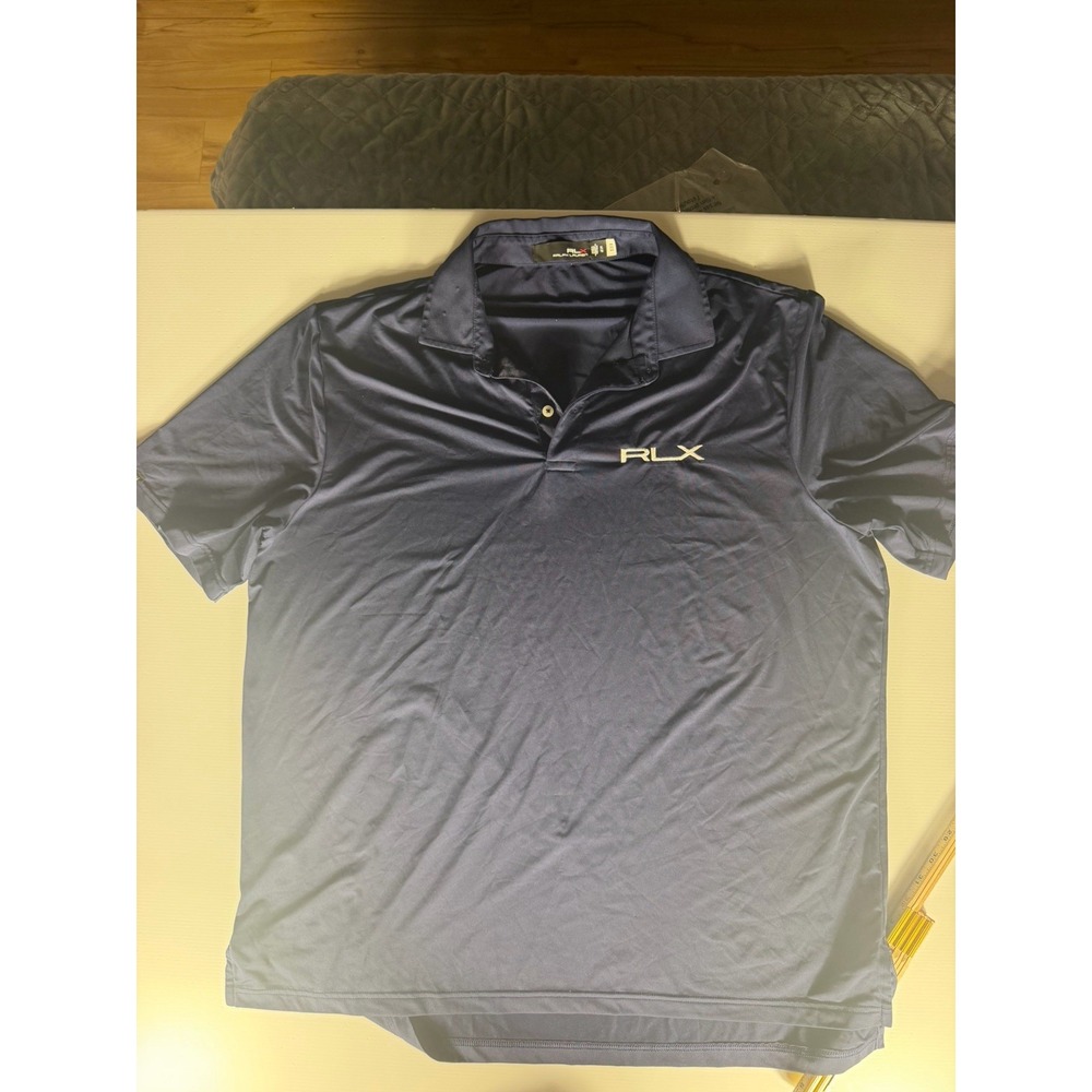 Ralph Lauren RLX Polo Shirt Men's XL Navy Golf Corporate Logo Performance